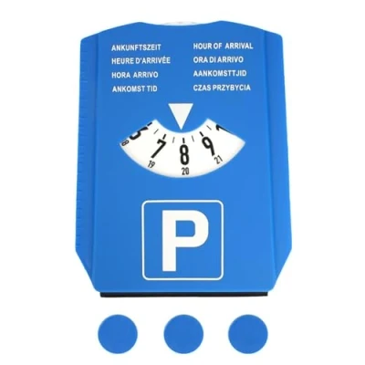 Abbildung von Parkscheibe mit Eiskratzer für Auto und Motorrad, Parking Disc, Strapazierfähig, Langlebig, Parkuhr Reifenprofilmesser Einkaufswagenchip, Parkscheiben