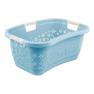 Abbildung von keeeper Ergonomischer Wäschekorb mit luftdurchlässigem Dekor, Anti Rutsch Softgriffe, 50 l, Lasse, Nordic Blue
