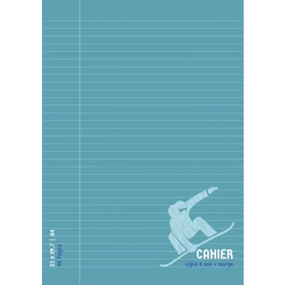 Abbildung von Cahier A4 Ligné: Interligne de 8 mm avec Marge pour Rentrée Scolaire 96 pages 21x29,7 Grand Sans Spirale Bleu