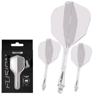 Abbildung von WINMAU Darts Fusion Integrated Flight &amp; Shaft System No.6 Shape Design Klare Farbe, Medium Länge