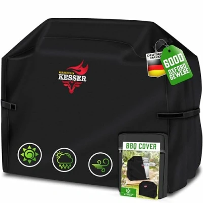 Abbildung von KESSER® Premium BBQ Grillabdeckung Gasgrill Grillhaube Abdeckung Wetterfest für Weber, Brinkmann, Char Broil Grill Abdeckhaube Schutzhülle 600D Oxford Gewebe Reißfest 152x71x112cm Schwarz