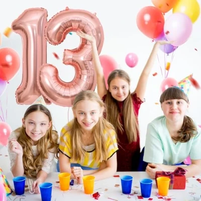 Abbildung von 13 Geburtstag Deko zahlen luftballon jahre Folienballon Roségold für 13. Geburtstagsdeko Männer Frauen Ballon Zahl zum fliegt mit Helium 13.Geburtstagsparty 40&quot; 101cm