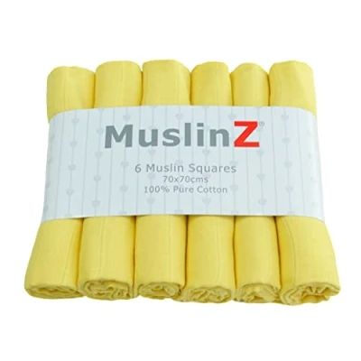 Abbildung von MuslinZ Baby Musselintücher, Gelb, 6 Stück