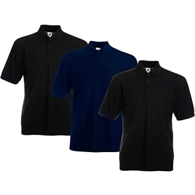 Abbildung von Fruit of the Loom Herren Poloshirt (3erPack) (2XL, 2Schwarz1DeepNavy)