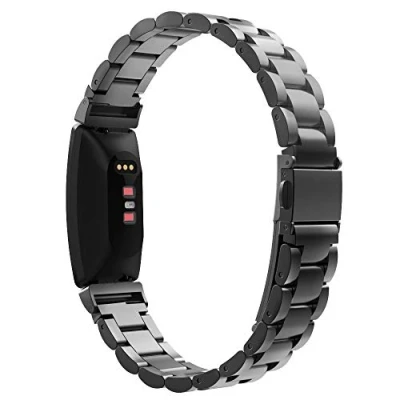 Abbildung von MoKo Armband Kompatibel mit Fitbit Inspire/Inspire HR/Inspire 2, Edelstahl Ersatzarmband Uhrenarmband Abnehmbare Metallschnalle Schwarz