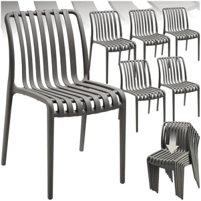 Abbildung von tectake® Gartenstühle stapelbar, Gartenmöbel Set, Balkon Möbel, Bistro Sessel, Outdoor Balkonmöbel, Terrassenmöbel anthrazit, 6er Set