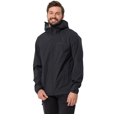 Abbildung von Jack Wolfskin Elsberg Regenjacke / wasserabweisende Jacke, Herren, Größe: Medium, Black