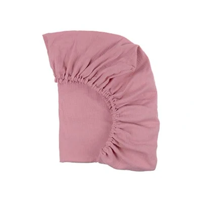 Abbildung von KraftKids Spannbettlaken Musselin rosa aus 100% Baumwolle in Größe 140 x 70 cm, handgearbeitete Matratzenbezug gefertigt der EU