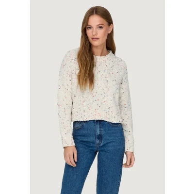 Abbildung von ONLY Damen Onlgracie Ls O Neck Bf KNT, Cloud Dancer/Detail:Multi Melange Dots, XL