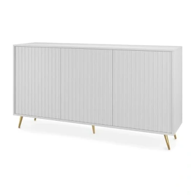 Abbildung von Selsey Bello Kommode in Weiß mit Lamellen, goldene Beine, 154 cm breit