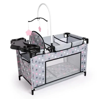 Abbildung von Multibett f&uuml;r Puppen bis 46cm, grau kleine Puppeneltern