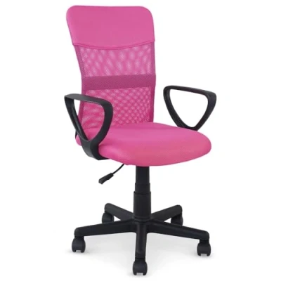 Abbildung von IDIMEX Bürodrehstuhl Jogo höhenverstellbar, pink ergonomischer Schreibtischstuhl mit Armlehnen, Drehstuhl atmungsaktivem Mesh Stoffbezug, Stuhl für Büro und Home Office