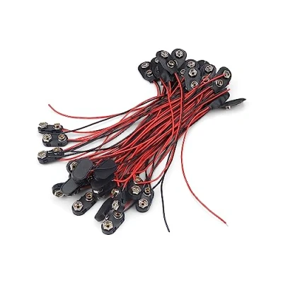 Abbildung von 40 Stück 9 Volt Batterie Anschluss, PARFCO 9v Batterieclip Mit 150 mm Anschlusskabeln, I Typ Kunststoff Snap und Leder Clip Anschluss für Kleine Geräte