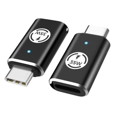 Abbildung von MoKo Lightning Buchse auf USB C Stecker Adapter 2 Stück, für iPhone 16/15 Pro Max Plus, iPad, Laden/Datenübertragung, Nicht Audio/OTG, Schwarz 35W