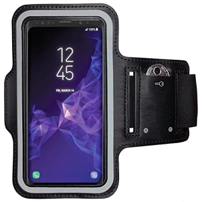 Abbildung von CoverKingz Sportarmband für Samsung Galaxy S9 Plus Armtasche mit Schlüsselfach Oberarm Halterung Sport Laufarmband Handy Armband Schwarz