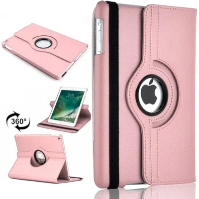 Abbildung von TechDealsUK 360 Grad drehbare Hülle für Apple iPad Mini 1, 2 und 3 7.9 2012, 2013, 2014, Ständer, Kunstleder, Hellrosa