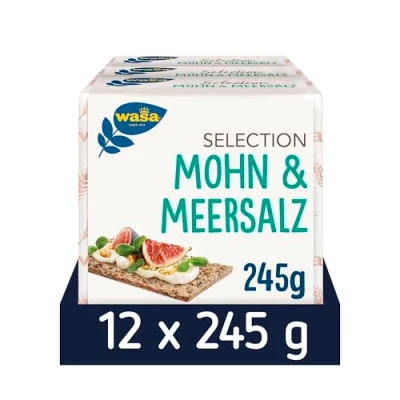 Abbildung von Wasa Selection Mohn &amp; Meersalz Knuspriges Knäckebrot 12er Pack (12 x 245 g)