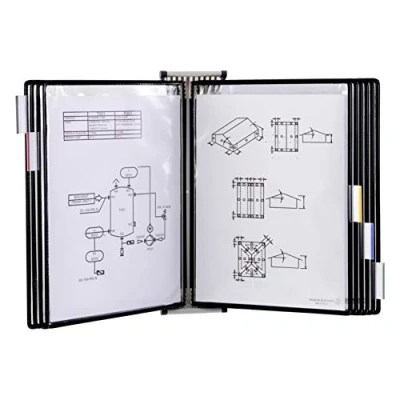Abbildung von Tarifold 414101 Wandsichttafel für Dokumente aus Metall, Drehzapfensichttafeln, Dokumentenpräsentation, 10 A4 Taschen Blau