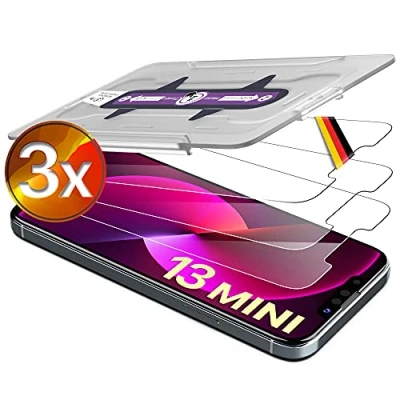 Abbildung von UTECTION 3X Schutzglas Folie für iPhone 13 Mini Kinderleichte Anbringung Hochwertiger Displayschutz 9H aus Glas Perfekte Schutzfolie Vorne Hüllen &amp; Cases 3 Stück