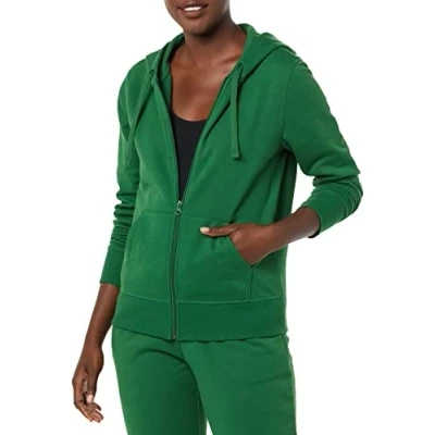 Abbildung von Amazon Essentials Damen Hoodie mit Langem Reißverschluss aus French Terry Fleece (Erhältlich in Übergröße), Grün, L