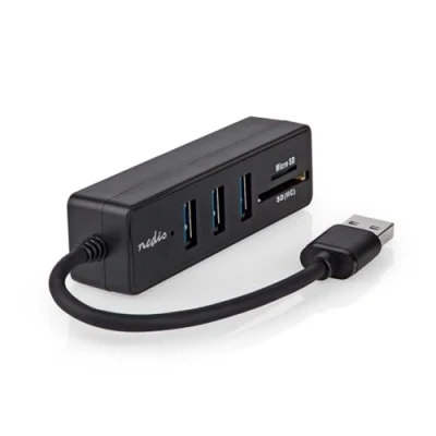 Abbildung von Nedis USB Hub A Stecker 3X Buchse 5 Port Port(s) 3.2 Gen 1 Stromversorgung über Gbps SD &amp; MicroSD
