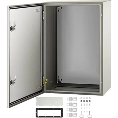 Abbildung von VEVOR NEMA Stahlgehäuse, 60 x 40 25 cm, 4X Stahl Schaltkasten, IP66 wasser und staubdicht, elektrischer Anschlusskasten für den Außen /Innenbereich, mit Montageplatte