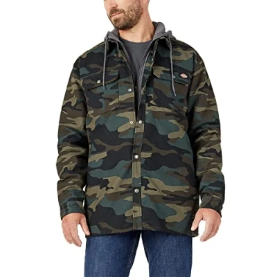Abbildung von Dickies Herren Fleece Jacket With Hood and Hydroshield Work Utility Oberbekleidung, Hunter Green Camo, L EU