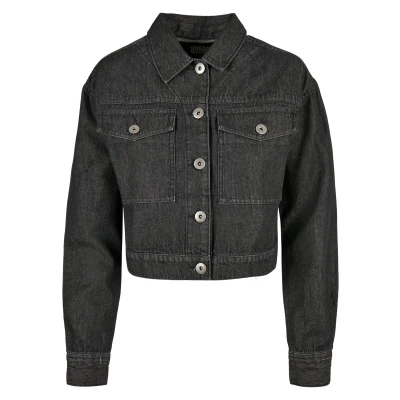 Abbildung von Urban Classics Oversized Jeansjacke, Damen, Größe: XS, Black stone washed