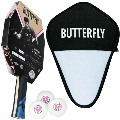 Abbildung von Butterfly 1x Dimitrij Ovtcharov Platin Tischtennisschläger + Hülle 3x TT Bälle