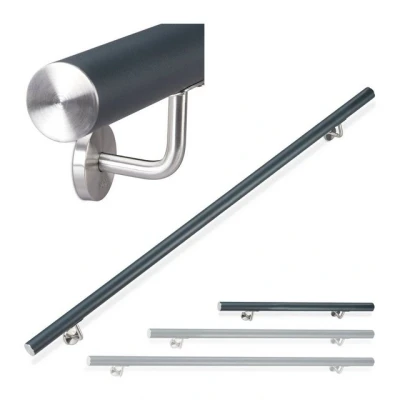 Abbildung von relaxdays Handlauf Alumnium anthrazit, 100 cm Gesamtlänge, 1000 mm
