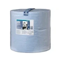 Abbildung von Tork 130070 Extra Starke Mehrzweck Papierwischtücher für W1 Bodenständer und Wandhalter System / 2 lagige Putztücher Rolle in Blau Premium Qualität 1 x 340 m