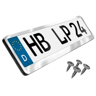 Abbildung von L &amp; P Car Design Kennzeichenhalter für Auto Edelstahl hochglanz poliert Premium V2A, (1 Stück)