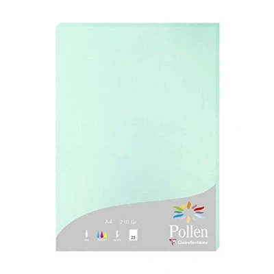 Abbildung von Clairefontaine 24233C Packung mit 25 Karten Pollen 210g, DIN A4, 21 x 29,7cm, Jadegrün
