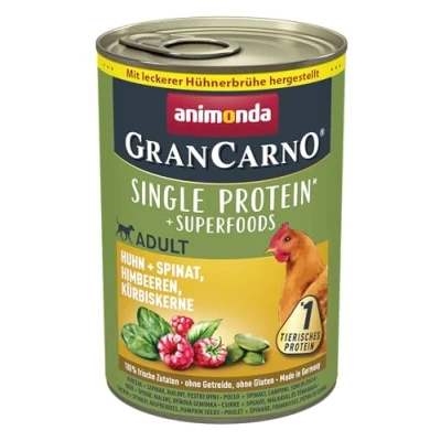 Abbildung von GranCarno Hunde Nassfutter Superfoods Huhn + Spinat (6 x 400g), Hundefutter nass ohne Getreide und Zucker von animonda, für ausgewachsene Hunde, mit frischen fleischlichen Zutaten