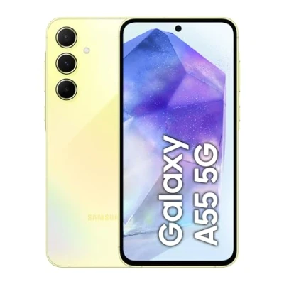Abbildung von Samsung Galaxy A55 5G Smartphone, Android Handy ohne Vertrag, 128 GB 8 RAM, 2 Tage Akkulaufzeit, 50 MP Kamera, Awesome Lemon, 2,5 Jahre Herstellergarantie