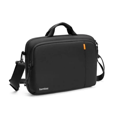 Abbildung von tomtoc Laptoptasche Hülle für 2024 14 Zoll Neu MacBook Pro M4/M3/M2/M1, 13 Air M3, 13&quot; Pro, 13,5&quot; Surface Laptop 6, Notebooktasche mit Schultergurt Arbeit Business, Schwarz