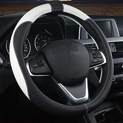 Abbildung von Coofig Auto Lenkradbezug aus Microfiber Leder, Langlebig, A Atmungsaktiv, Passend für die Meisten Autos, Warm im Winter, Universal Größe Lenkradhüllen 38cm (15 Zoll)