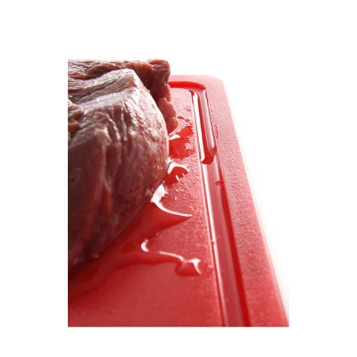 Abbildung von HENDI Schneidebrett GN 1/2 rot 26 x 32 cm HACCP HDPE Kunststoff mit Saftrille, Gastro Profi