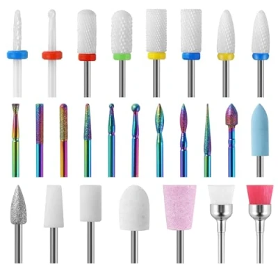 Abbildung von 26 Stück Nagelfräser Bits Set mit 8 Keramik Aufsätzen, Aufsätze, Bits, für Profis &amp; Einsteiger, geeignet Nagelstudio (26 Stück)