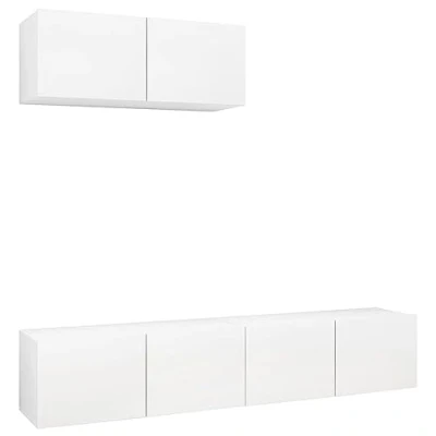 Abbildung von vidaXL 3X TV Schrank Wohnwand Schrankwand Anbauwand Hängeschrank Möbel Wandschrank Lowboard HiFi Fernsehschrank Weiß Holzwerkstoff