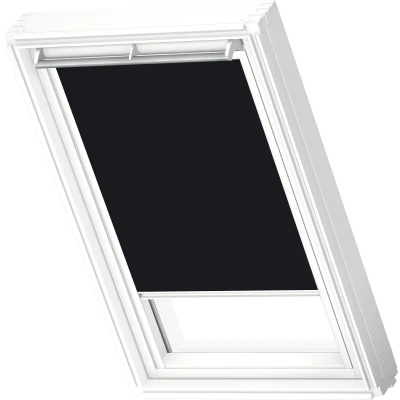 Abbildung von VELUX Verdunklungsrollo &quot;DKL 3009SWL&quot;, verdunkelnd, ohne Bohren, in Führungsschienen, Stoff schwarz mit alufarbenen Führungsschienen &amp; Griffleiste
