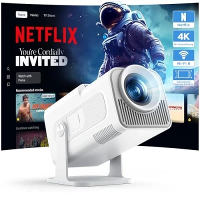 Abbildung von WOLFANG WP03 Mini Beamer Full HD 1080P mit Android App, Tragbarer Projektor WiFi und Bluetooth für Heimkino, Auto Vertikale Korrektur, 180Drehbarer Outdoor Filmprojektor