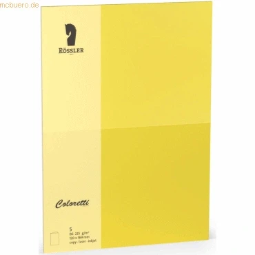 Abbildung von 10 x Rössler Doppelkarte Coloretti B6 hoch VE=5 Stück 225g/qm goldgelb