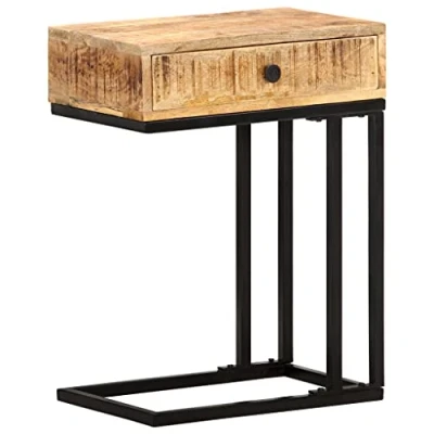 Abbildung von vidaXL Mangoholz Massiv Beistelltisch U Form Kaffeetisch Sofatisch Couchtisch Wohnzimmertisch Laptoptisch Tisch Betttisch 45x30x61cm