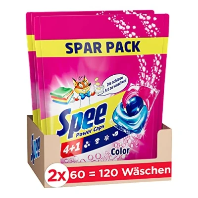 Abbildung von Spee 4+1 Power Caps 2 x 60 WL (120 WL) Colorwaschmittel (Spar Pack, [120 St. für Buntwäsche &amp; Dunkles, vordosiertes Waschmittel Reinheit, Frische Nachhaltigkeit)
