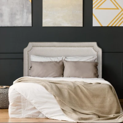 Abbildung von Milana Kopfteil Bett 160cm mit Stoffbezug Beige Menzzo