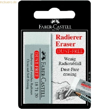 Abbildung von Faber Castell Radierer Dust Free Kunststoff weiß auf Blisterkarte