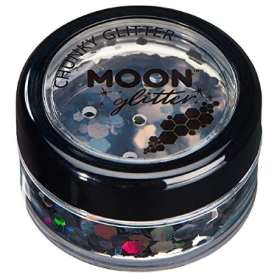 Abbildung von Holographischer grober Glitzer von Moon Glitter 100% kosmetische für Gesicht, Körper, Nägel, Haare und Lippen 3g Schwarz