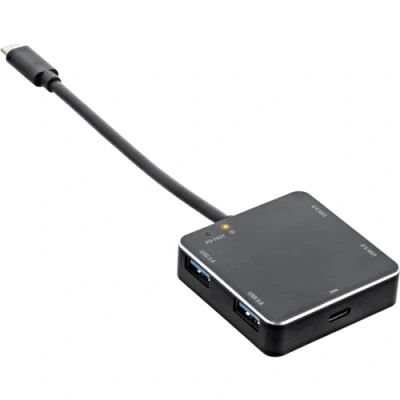 Abbildung von InLine USB 3.1 Hub, C zu 4 Port A mit PD bis 60W, 3.2 Gen 1 (3.1 1) Type A, 5000 Mbit/s, Schwarz, Aluminium,