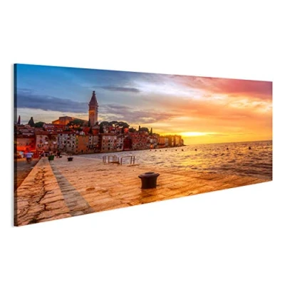 Abbildung von Bild Bilder auf Leinwand Schöner Sonnenuntergang in Rovinj an der Adriaküste von Kroatien Wandbild Leinwandbild Poster